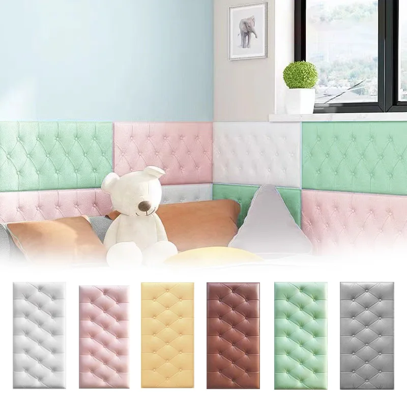 3D Wall Stickers Self-adhesive Waterproof Thicken Foam Tatami Anti-collision Wall Mat Kids Bedroom Background Decor Panels