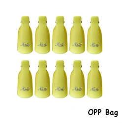 Colorful Acrylic Nail Art Soak Off Cap Clips - 10-Piece Set for Manicure and UV Gel Polish Removal (Yellow)