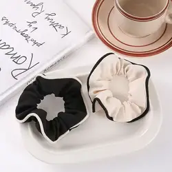 Set of Korean - Style Solid - Color Hair Ties in Black, White, and Brown - Simple and Versatile Elastic Bands (Black and white)