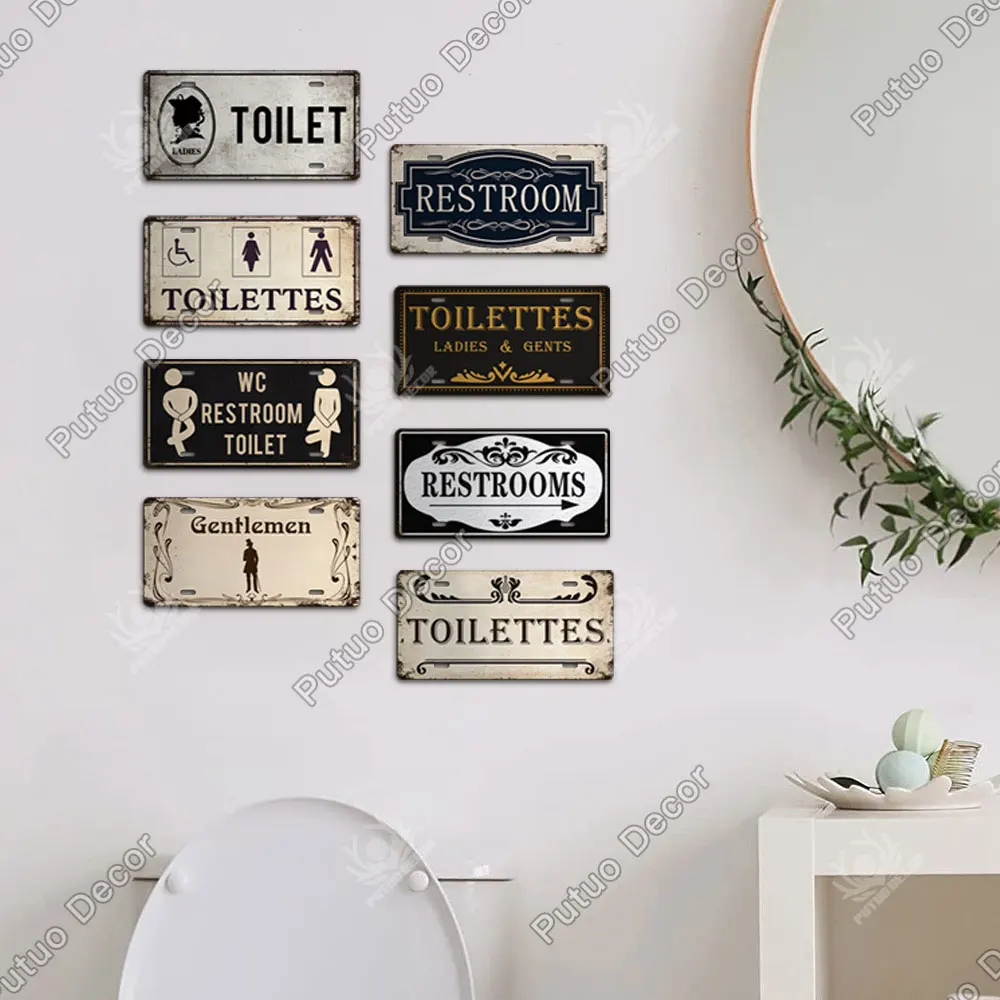 Targa Porta WC Shabby Chic | Segno 'Toilette' In Legno E Metallo 15x5cm - Foto 2