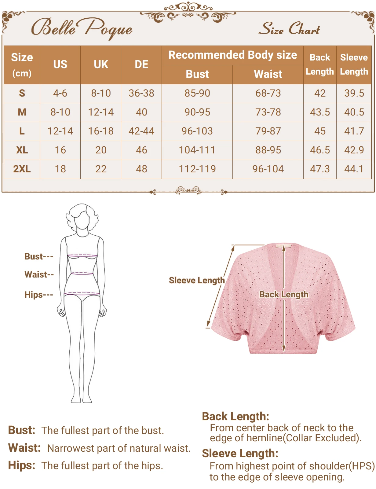 BP Women Vintage Retro Hollowed-out Bolero 1/2 Sleeve Open Front Irregular Hem Shrug Tops Casual Fashion Summer Short Coats