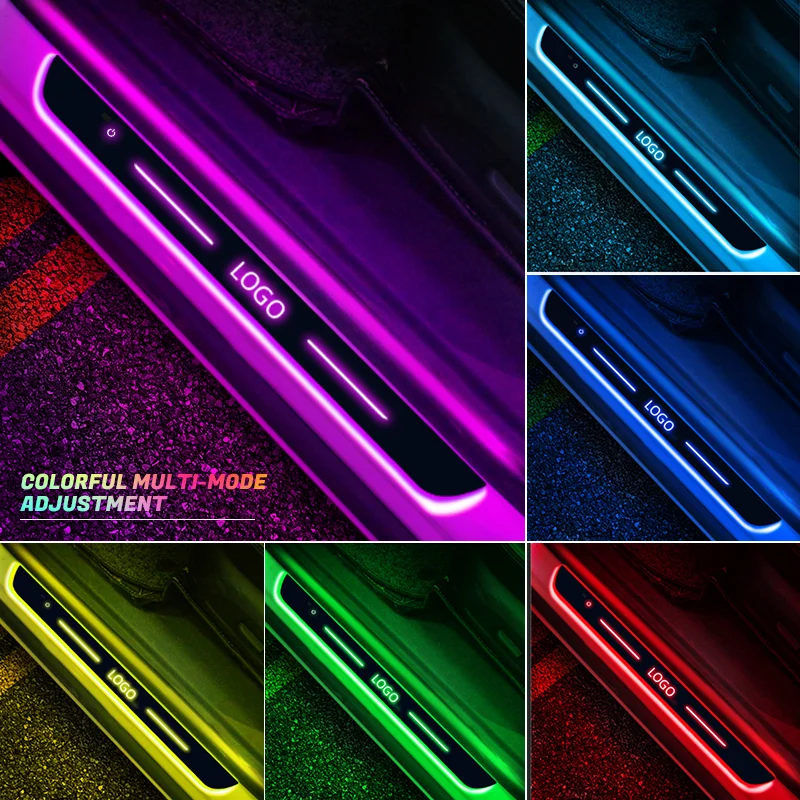 

NEW Customized Car Door Sill Lights with Logo Dynamic LED Car Pedal Scuff Threshold Plate Welcome Lamp Wireless Logo Projector
