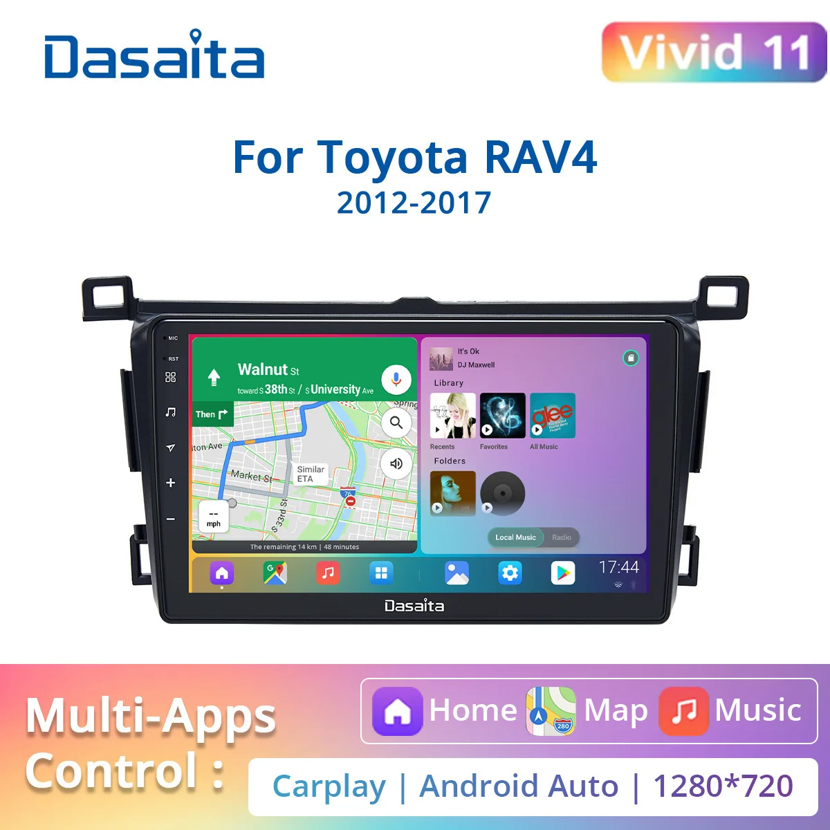 

Dasaita для Toyota RAV4 2012 2013 2014 2015 2016 2017 автомобильное радио android 9 "IPS мультинавигация 1280*720 PC DSP HA5632