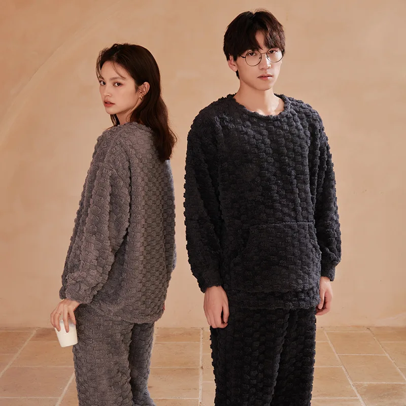 2023 New Flannel Sleepwear for Couples Thicked Warm Coral Fleece Pajamas Men and Women Matching Sweet Nightwear Winter Clothes pyjamas women men sleepwear pijamas ladies winter flannel fleece couples warm pajamas set homewear for girls nightwear home suit