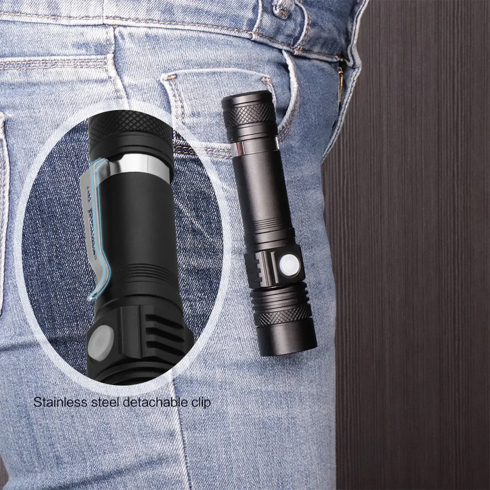 Torcia LED Ricaricabile USB,4 Modalità,Zoomabile con Batteria 18650 e Caricatore,Per Casa ed Emergenze | Leroy Merlin