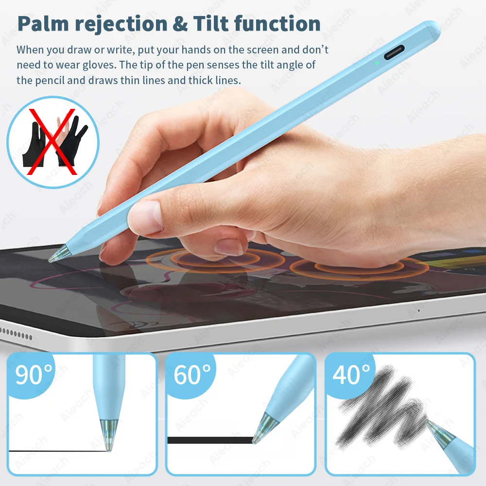 Aieach 23th Gen Pencil For iPad Pen Apple Pencil With Palm Rejection Tilt Bluetooth Stylus Pen For iPad