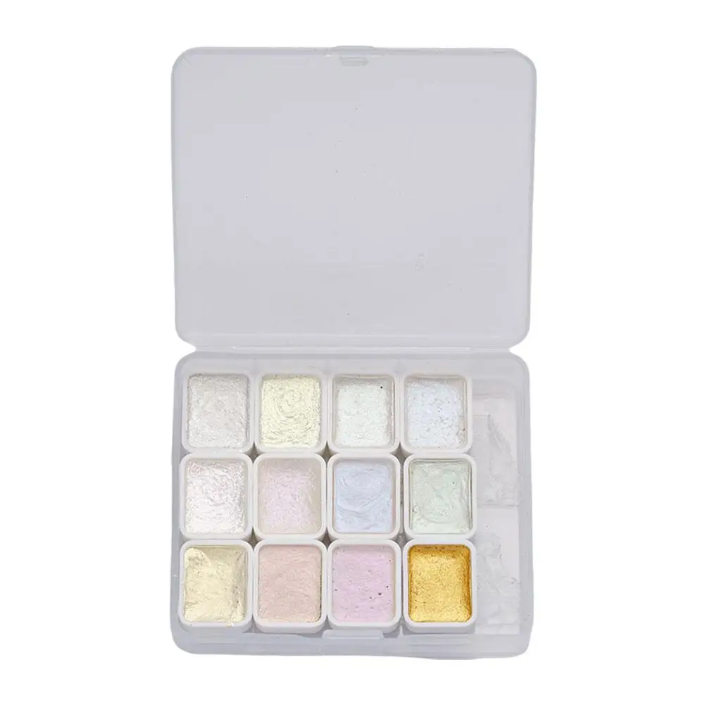 12/20/24/56 Colors Pearlescent Solid Watercolor Pigment Mineral Pearl Pigment Set Art Glitter School Stationery Nail Decor