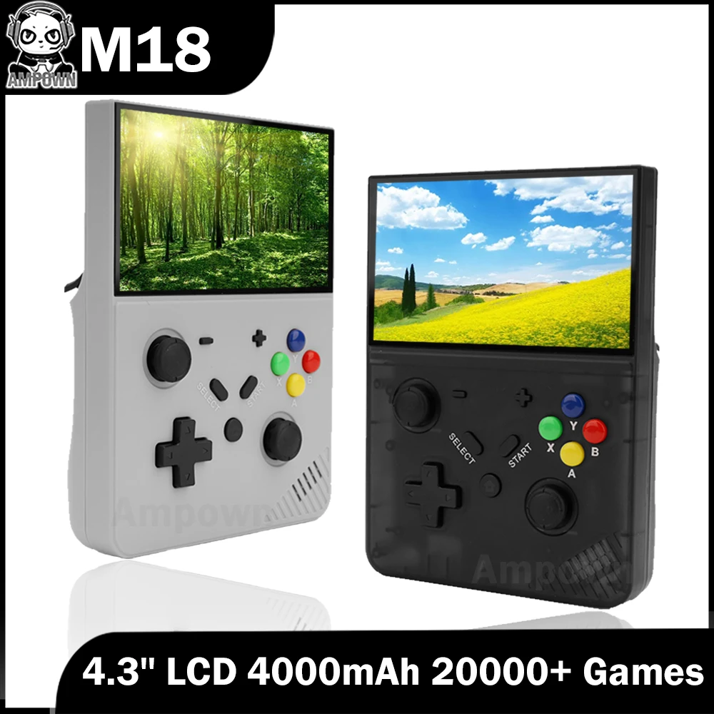Ampown M18 4.3 ''Lcd Emuelec System Lettori Di Giochi Portatili Portatili 4000Mah Console Per Videogiochi Retrò Supporto Psp N64 20000 Giochi