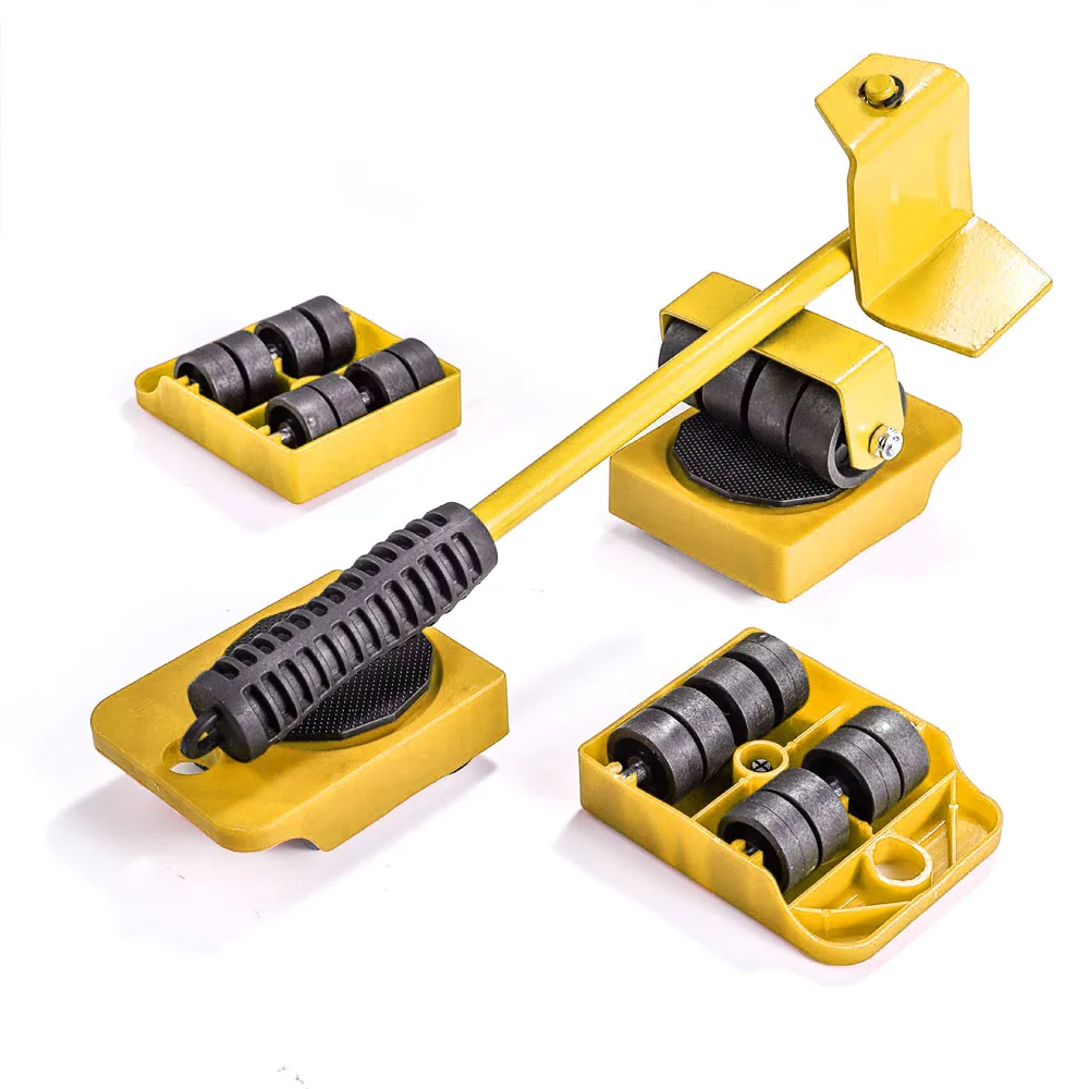 5PCS Heavy Moving Furniture Mover Roller Set Easy Move Removal Slider Wheel Kit Washing Machine Refrigerator Transport Tool