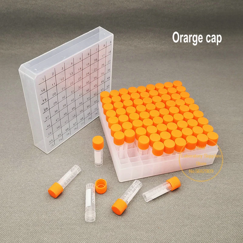 81pieces plastic 1.8ml freezing tube + one piece 81vents plastic Freezing tube storage box with number