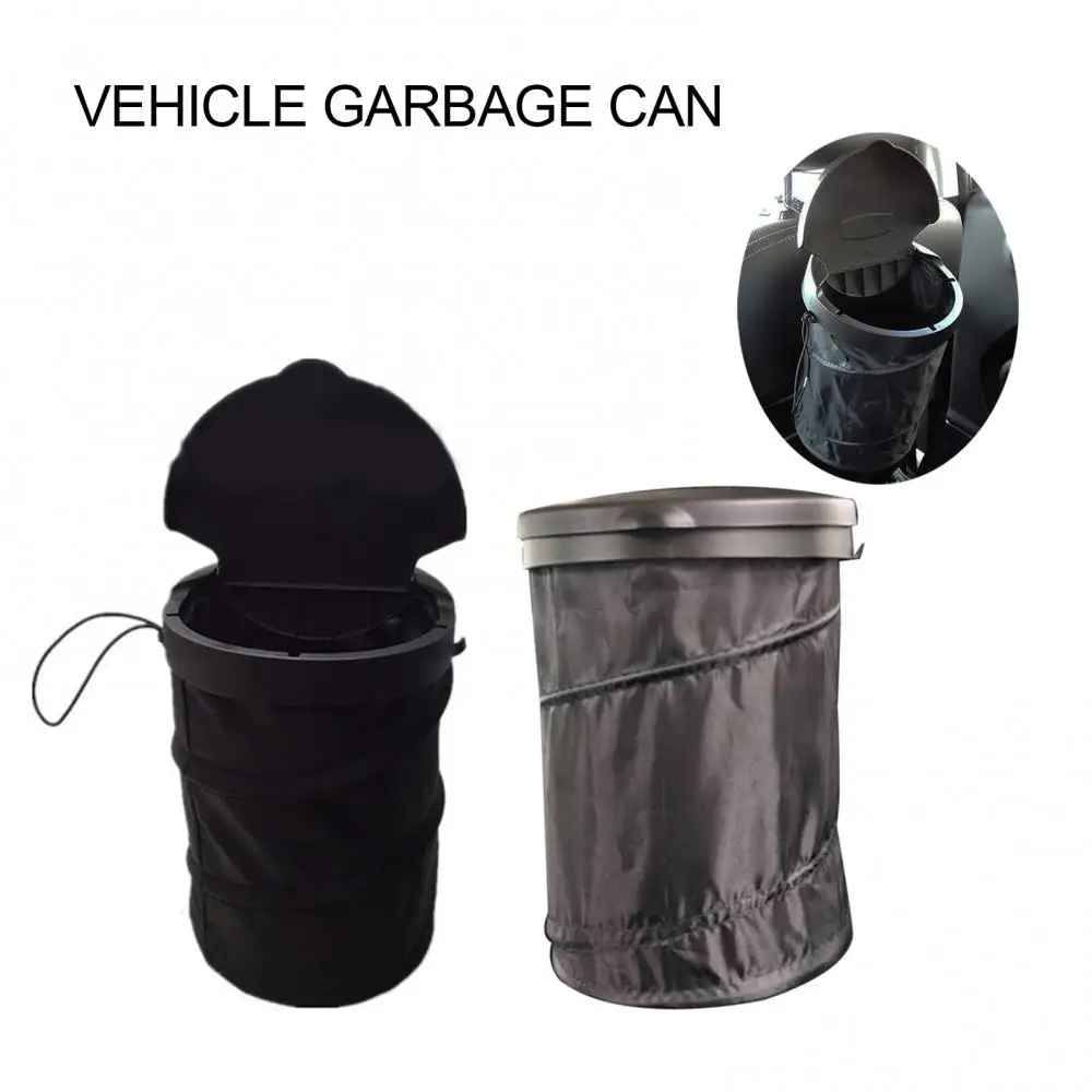 Trash Bag Garbage Can Portable Foldable Traveling Car Cylindrical Organizer With Lid Light Weight And Large Capacity