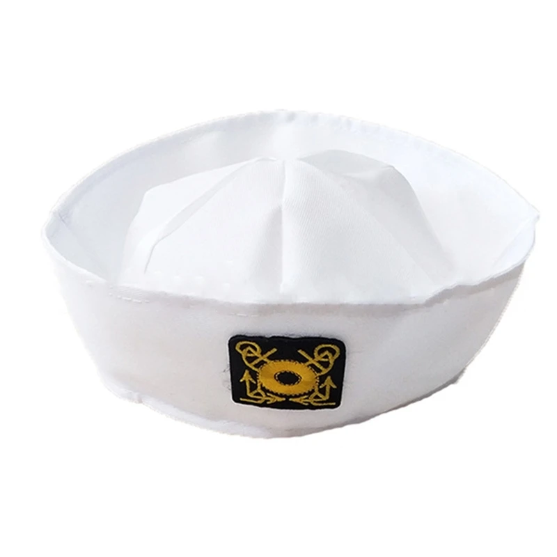 White Captain Sailor Hat for Military-Themed Parties and Cosplay