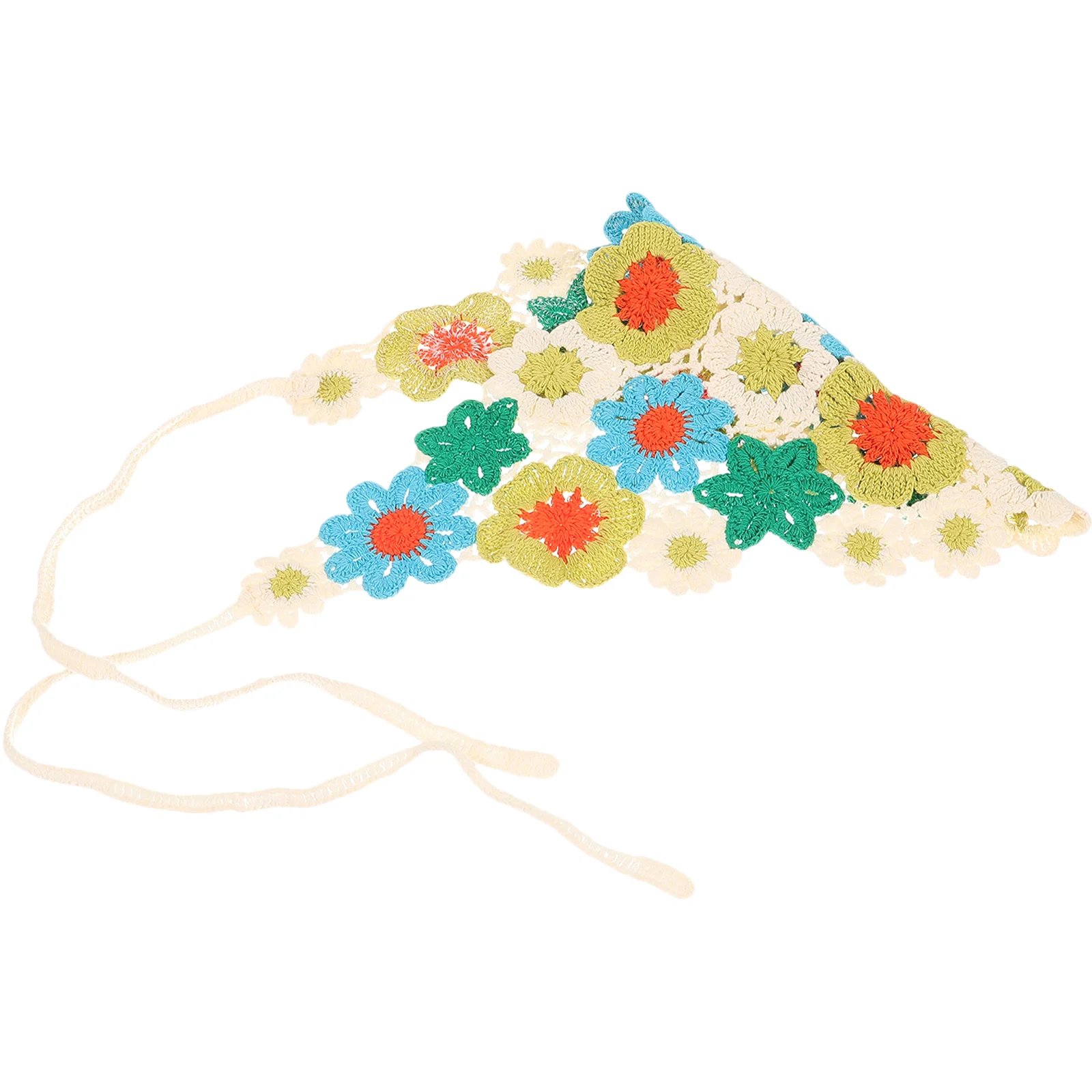 

Green Hair Ties Bandana Scarf Women Yarn Crochet Bandannas Cotton Floral Women's Flower