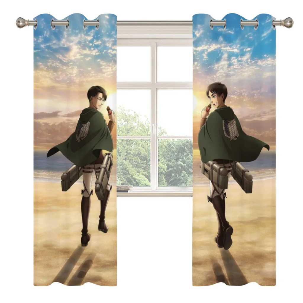 Wings of Liberty Attack on Titan Retro Blackout Curtains  for Bedroom Thermal Window Treatment Curtain 2 PC  2