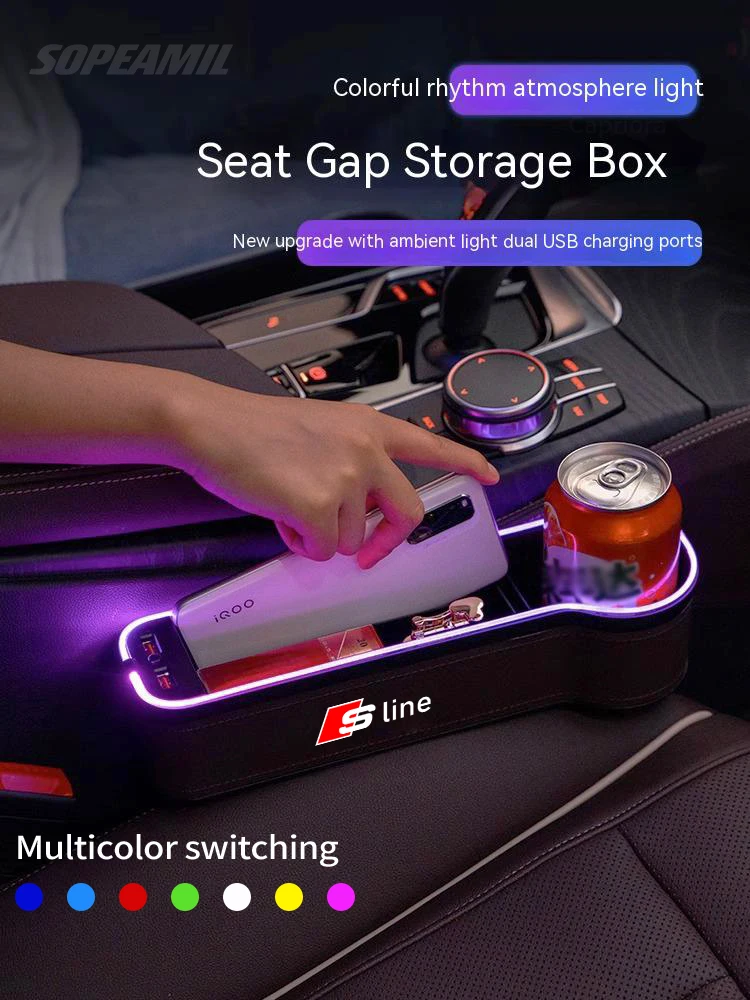 Autostoel Gap Filler voor Audi Q2 Q3 Q4 Q7 TT TTS TT-RS, 2 stuks Seat Side Spleet Naad Plug Strip Lekvrij Inpluggen Strips Organizer Accessoires,D Brown