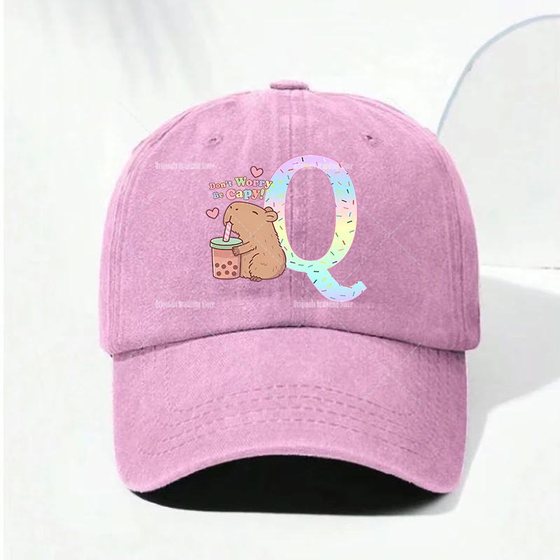 Charming Capybara Alphabet Baseball Cap – Summer Adjustable Sun Hat