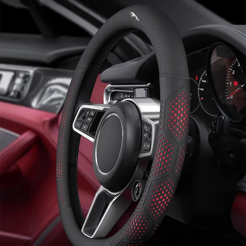 자동차 스티어링 휠 커버 재규어 XKR XEL XFL XK XJL XJ6 XJS E-Pace I-Pace S-Type X-Type 용 초박형 통기성 자동차 액세서리
