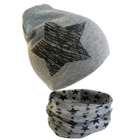 Spring Autumn 2PCS Baby Beanie Hat Scarf Stars Print Warm Toddler Hat Scarf for Girls and Boys Infant Hats Set Kids Skull Caps 1