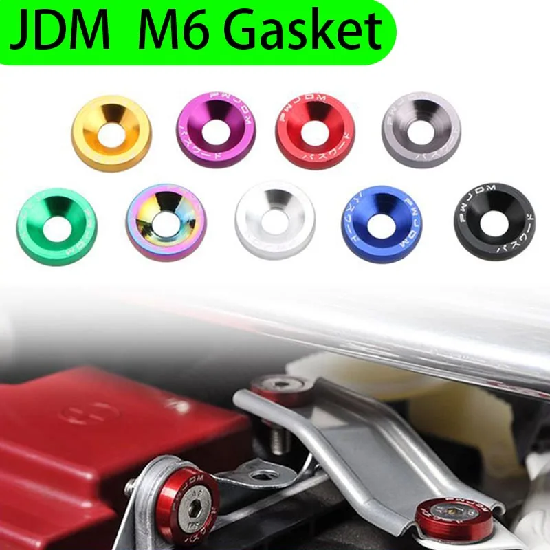 Universal 10pcs JDM Racing Autos M6 Gasket Hex Fasteners Fender Washer Bolt Engine Bay Fastener Kit Modification Accessories car accessories auto fasteners auto accessories