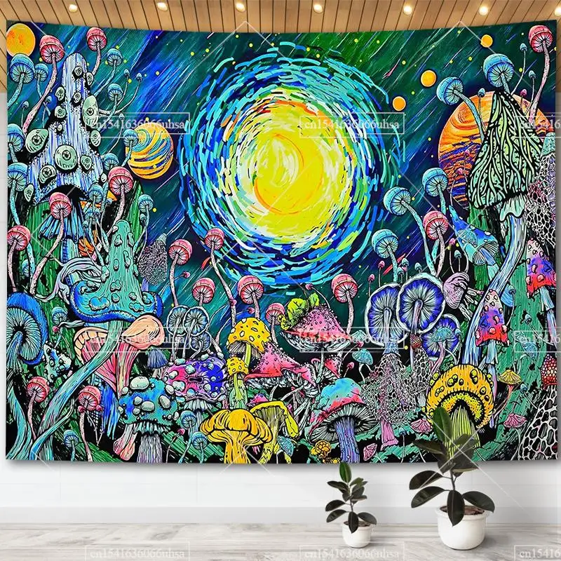 

Mushroom Tapestry Rainbow Moon Tapestry Aesthetic Galaxy Planet with Eyes Tapestries Wall Hanging Room Decoration Posters