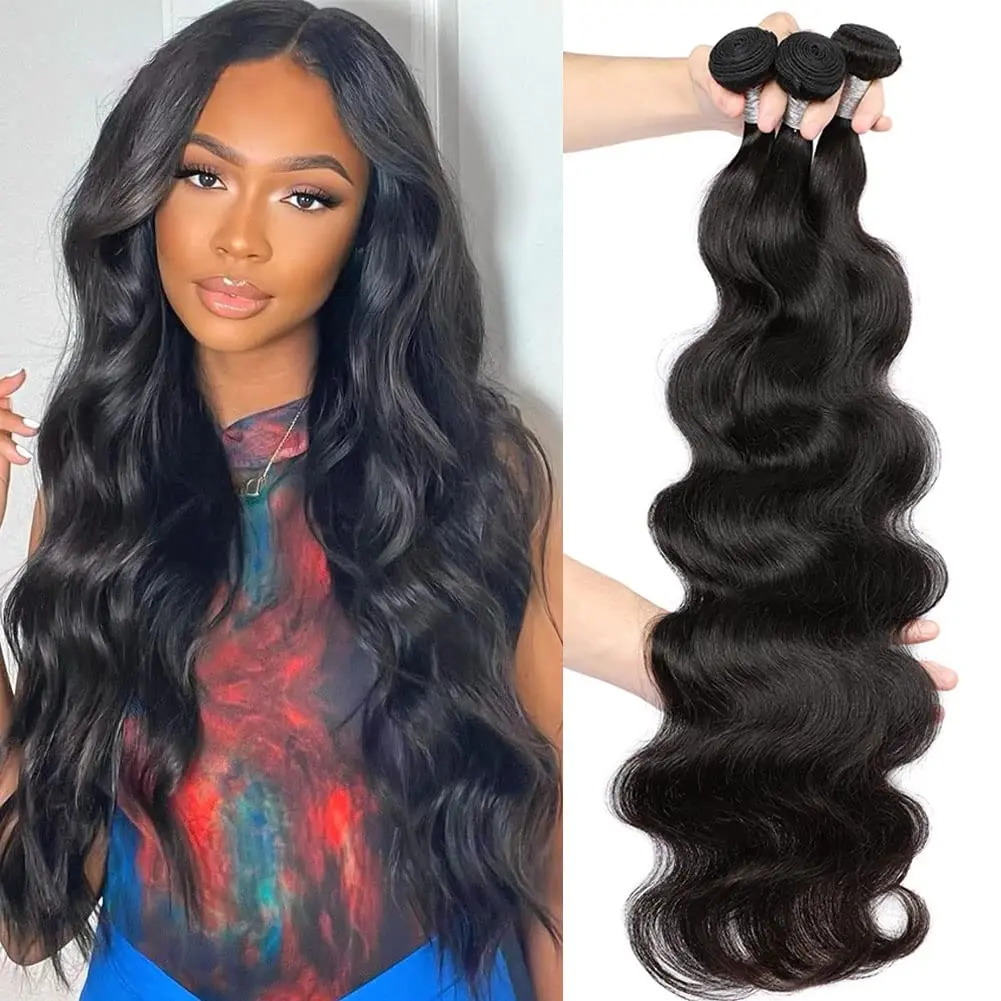 

Body Wave Human Hair Bundles 100% Brazilian Remy Hair Weave Bundles 1/3/4 PCS Natural Black Hair Extensions For Women