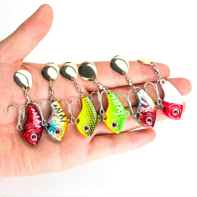 6-teiliges Set 5g/7g/10g/14g/20g Rotierende Metall-Vib-Köder, Sinkende Angelköder mit 3D-Augen, Harte Köder, Spinner, Jigging-Köder, Pailletten-Crankbait – Detail 2