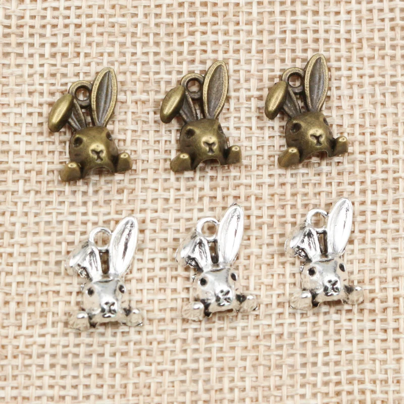 30pcs 14x10mm Antike Bronze Silber Vergoldet Kaninchen Kopf Handgemachte Charme Anhänger: DIY für armband halskette