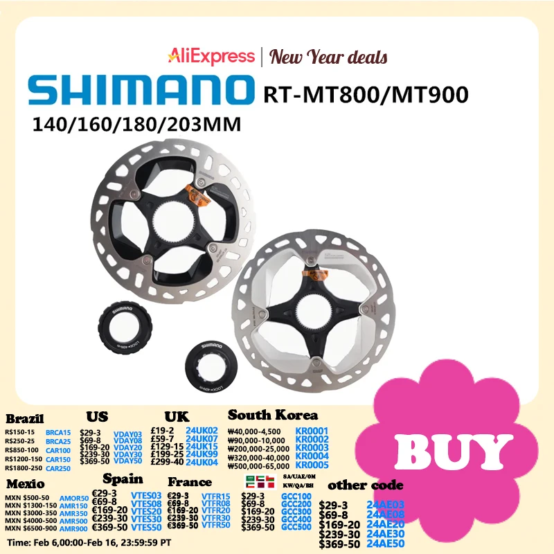 Shimano Center Lock Disco Rotore Xtr Rt Mt900 Deore Xt Slx Mt800 Rt Cl800 Cl900 Rt70 Idraulico Dura Ace Bicicletta Freno A Disco Rotore