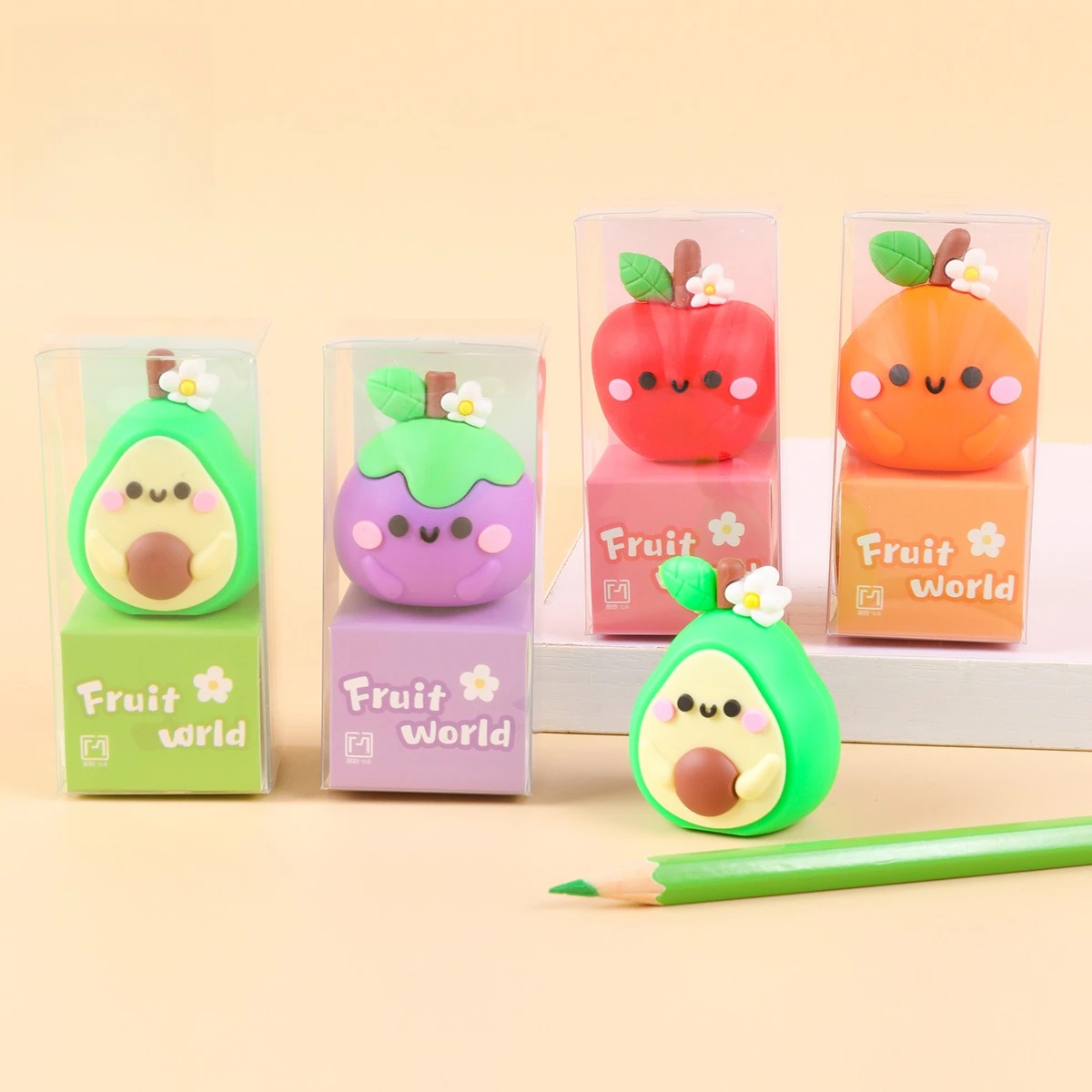 초등학생을 위한 귀여운 과일 모양 연필깎이, 연필을 깎는 재미, 휴대용 학습 및 사무용품