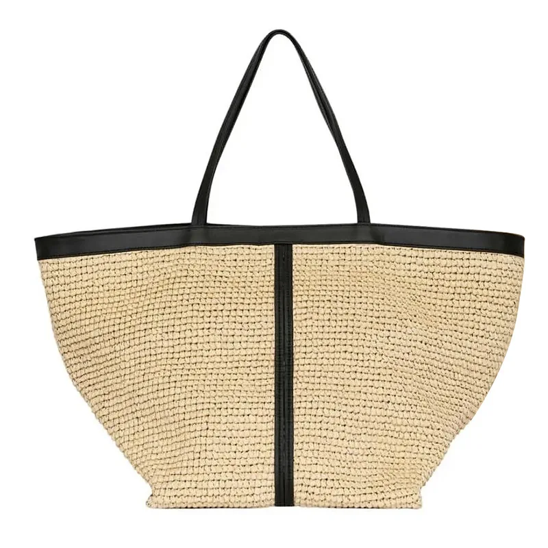 NEW Handcrafted Straw Weaving Beach Women's Shoulder Large Capacity Tote Bag Summer Holiday Bucket Bag