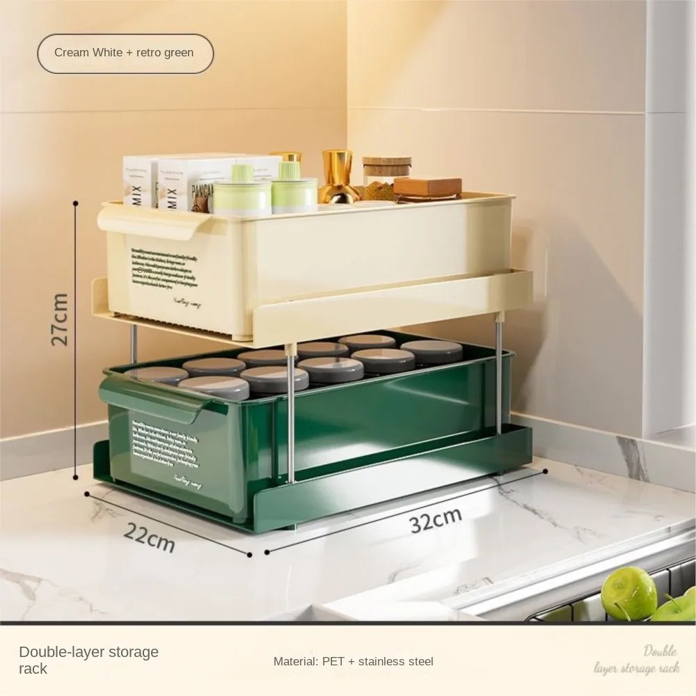 Kitchen Shelf Home Multi-layer Seasoning Desktop Organizer Box No Punching Strong Load-bearing Clean And Tidy