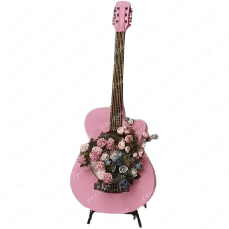 

Blue Guitar Flower Pot Balcony Garden Courtyard Outdoor Decoration New Ornaments