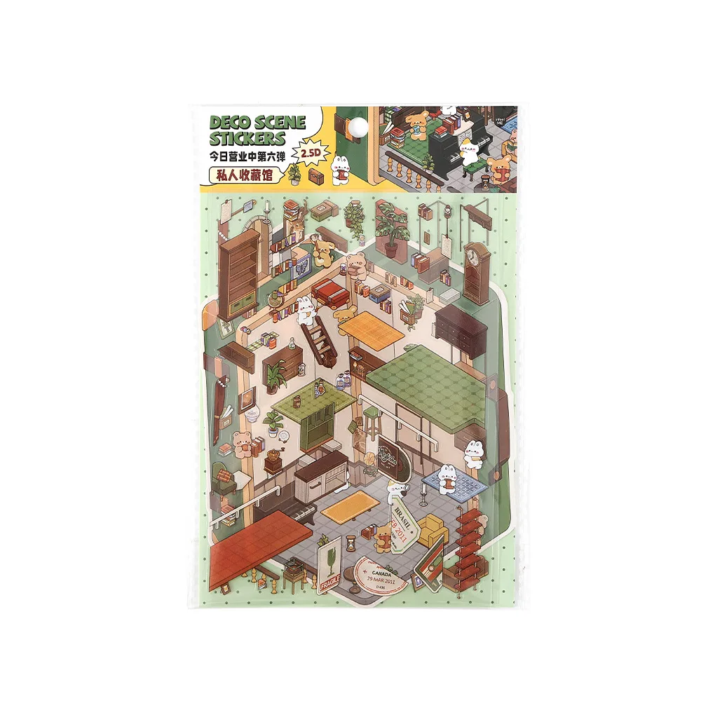 3D Cartoon Miniature Scene Landscaping Stickers Visual Stacking Three-dimensional Stickers Christmas Gift for Children