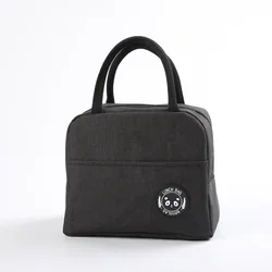 Insulated Bento Lunch Bag with Aluminum Foil Lining (Black)