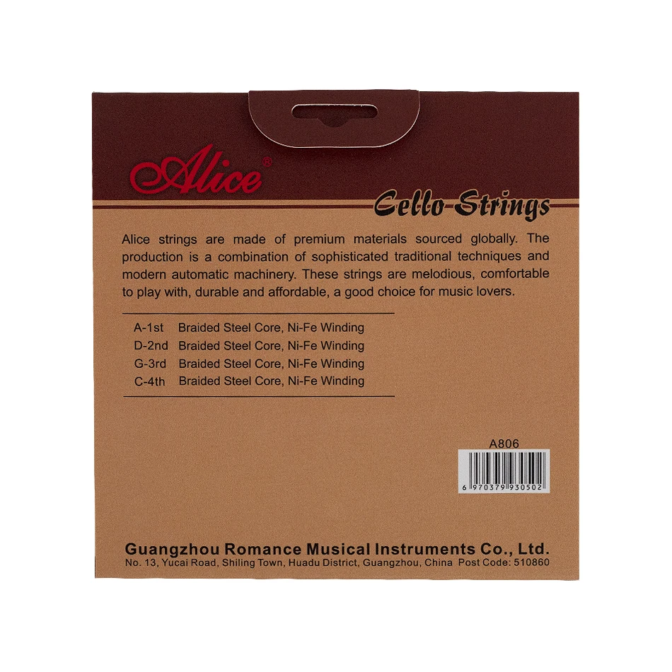 Cello Strings Braided Steel Core Ni-Fe Winding 1 Set/4 Strings For 4/4 3/4 1/2 Cello