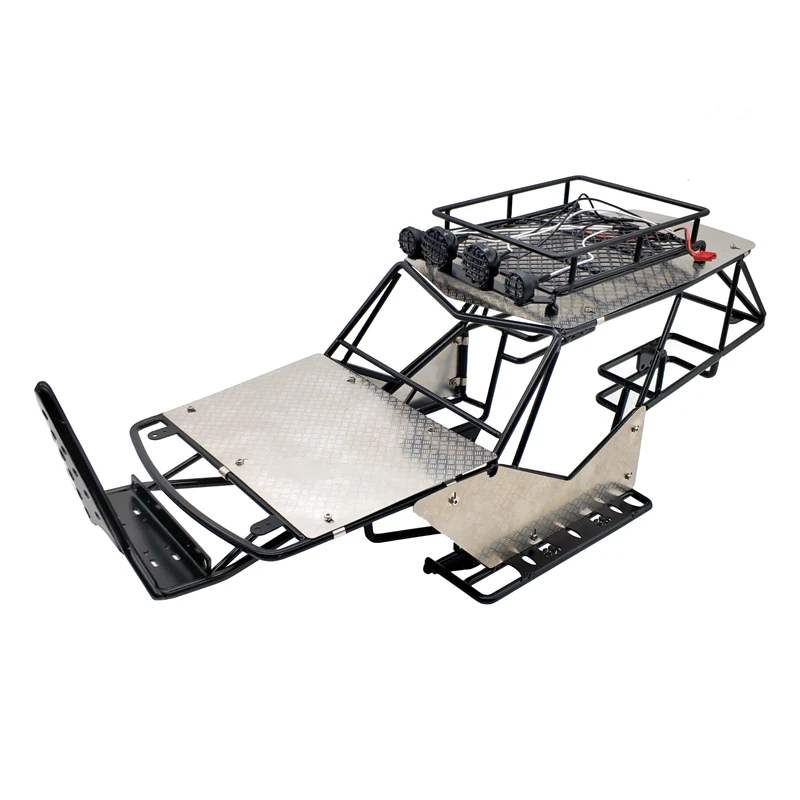 

for 1/10 Scale RC Axial Wraith Metal Roll Cage Frame Body with Roof Rack and Metal Sheets Side Step,Black