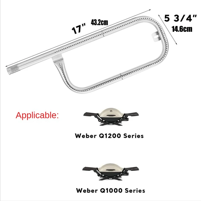 304 Stainless Steel 60040 69957 Grill Burner Tube Replacement Spare Parts For Weber Q100 Q120 Q1000 Q1200 Baby Q Slivers