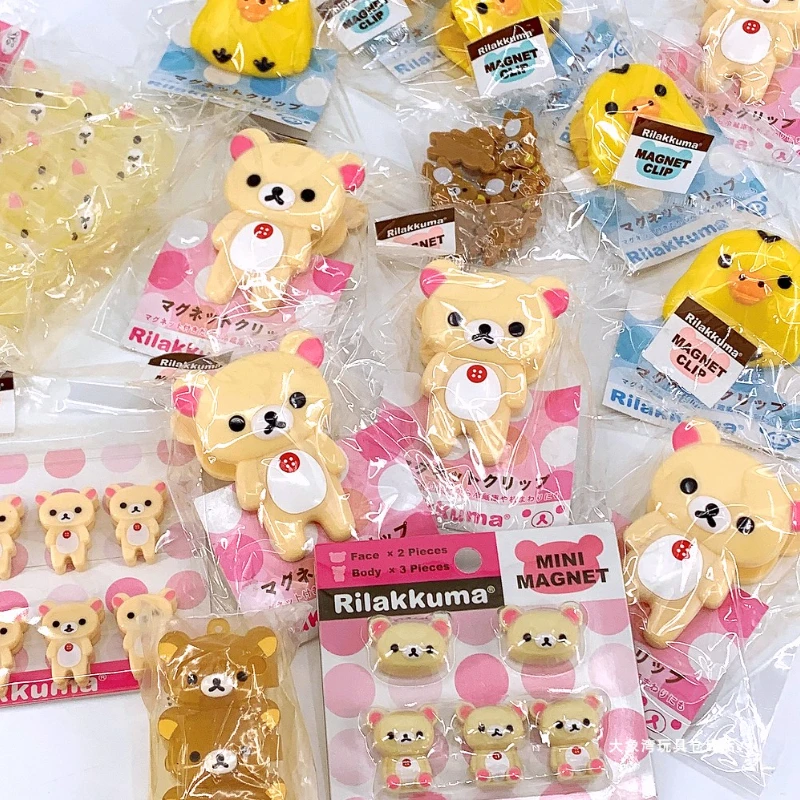 

Japan Rilakkumas Magnet Clip Cute Little Bear Refrigerator Sticker Pendant Key Chain Cartoon Sealing Clip Creative Toys Gifts