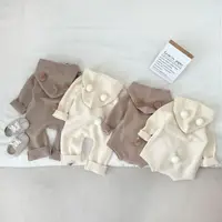 Ins Korean Autumn Winter Baby Boys Sweater Romper Cotton Knitted Solid Hairy Ball Infant Boys Bodysuit Newborn Boys Jumpsuit 4