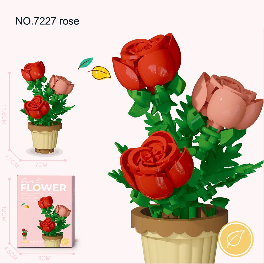 Mini Flower Pot Building Blocks - Colorful Floral Bouquet Educational Toy Set for Kids - Perfect Mother's Day Gift