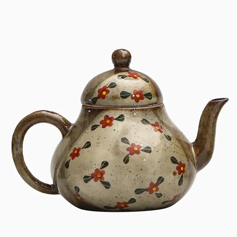 Japanese Style Imitation Firewood Teapot Handmade Rough Pottery Teapot Underglaze Colored Hand-painted Kung Fu Tea Set