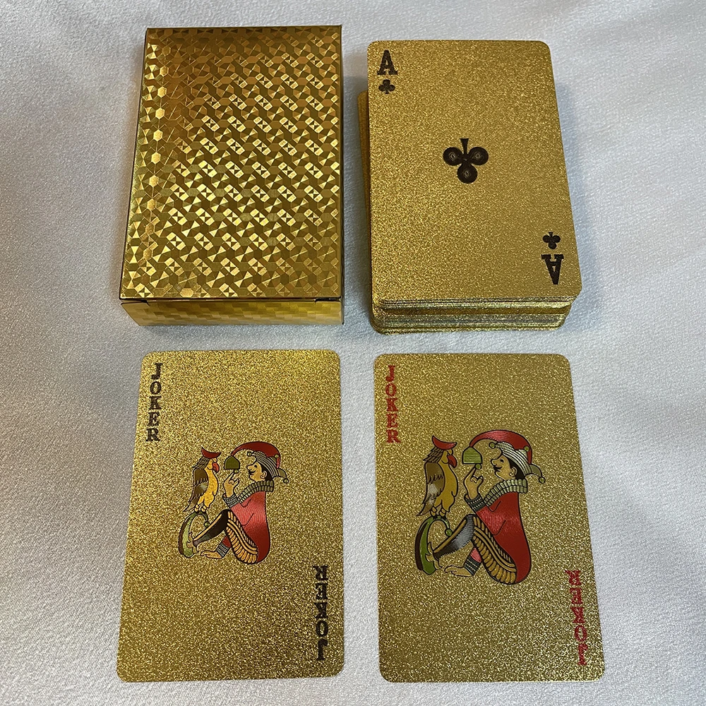 24K Golden Playing Cards Plastic Poker Game Deck Foil Pokers Pack Magic Waterproof Card Gift Collection Gambling Board Game