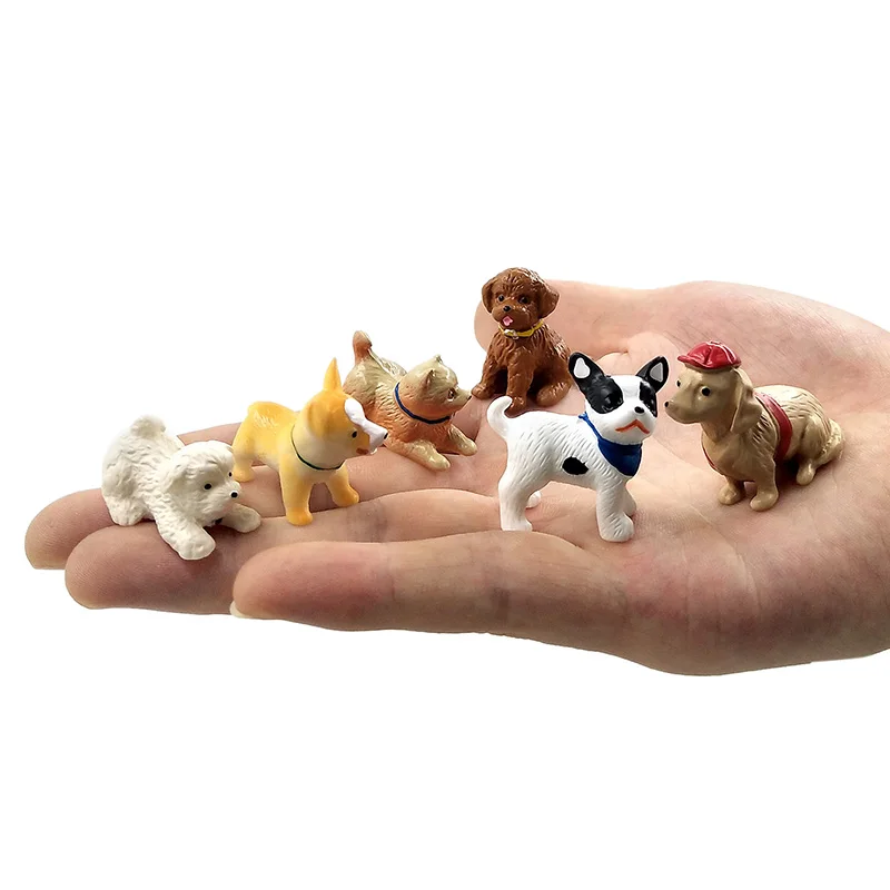 Miniature Teddy Puppy Figurine - Cartoon Animal DIY Dollhouse Decoration Toy