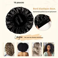 Ensemble de bonnets de couchage en Satin, sans chaleur, bandeau à friser, pince à cheveux, anneaux pour cheveux, chapeau de couchage doux pour Salon 4