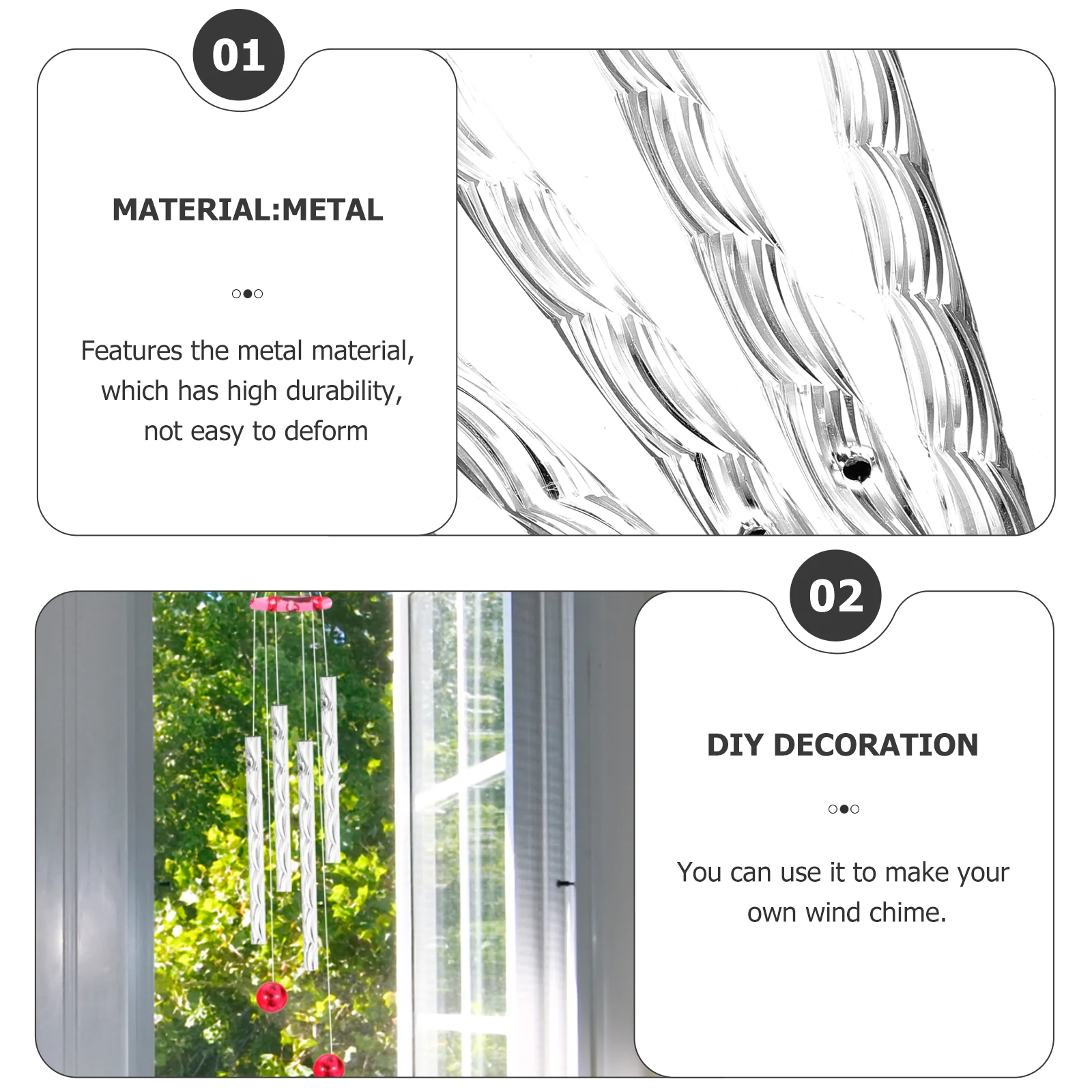 Wind Chimes for DIY Metal Tubes Parts Aluminum Replacement Accessories Kids Plaything