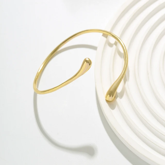 Ingemark Simple Vintage Water Drop Open Cuff Bangles for Women 2024 Trend Goth Geometric Arm Bracelet Aesthetic Jewelry Gift New 6