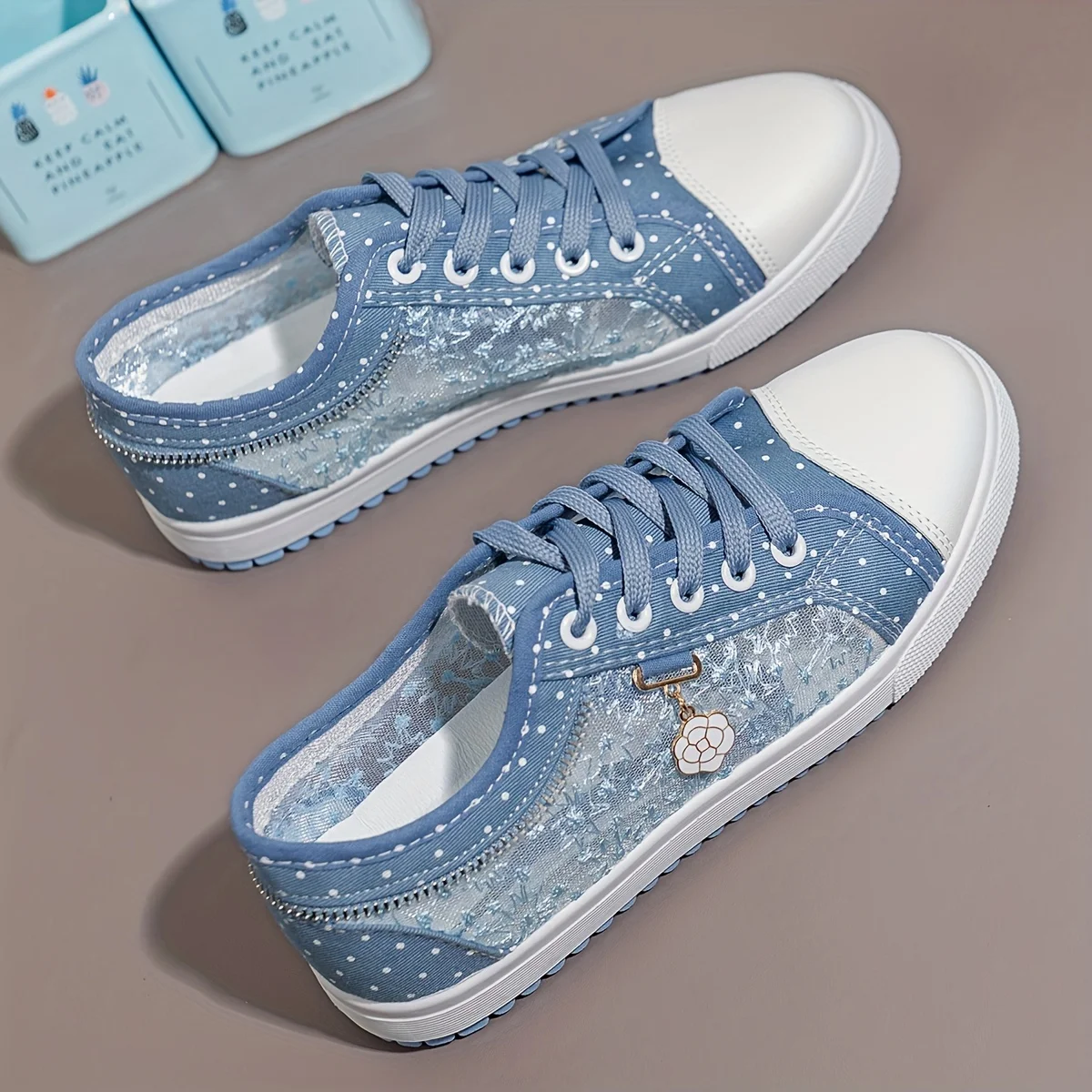 Women Shoes Fashion Summer Casual Cutouts Lace Canvas Hollow Breathable Platform Flat Sneakers