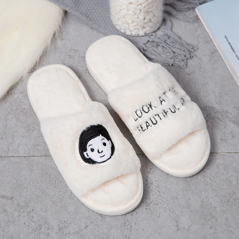 Home Cotton Slippers 2022 New Winter Shoes for Women Fashion Indoor Soft Slides Men Non-Slip Ladies Slides Platform Shoes Couple