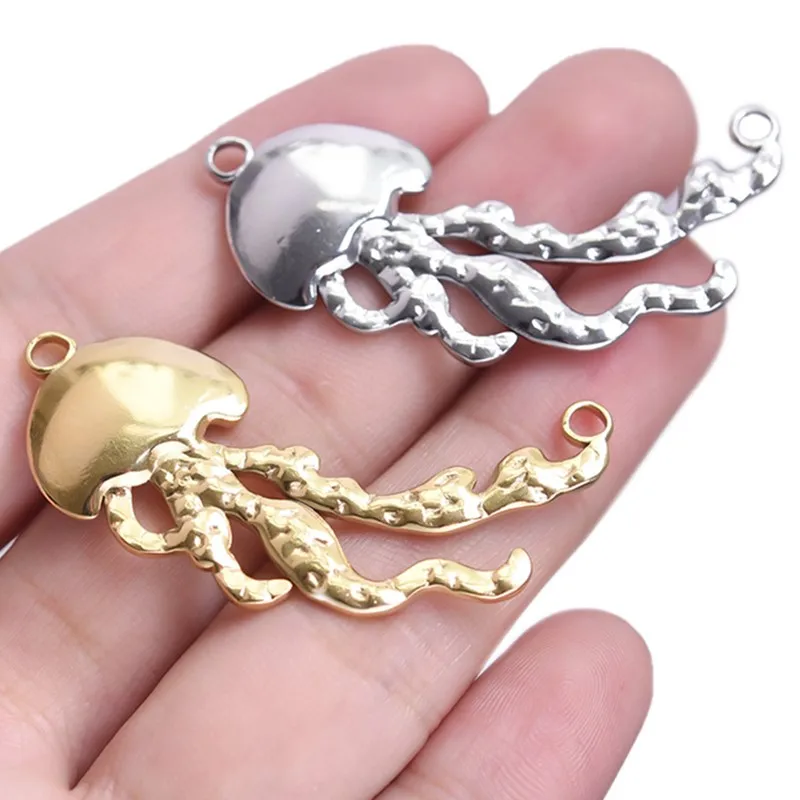 

4pcs Vintage Stainless Steel Long Leg Jellyfish Necklace Pendant Handmade Earrings Pendant Accessories For Party Jewelry Gifts