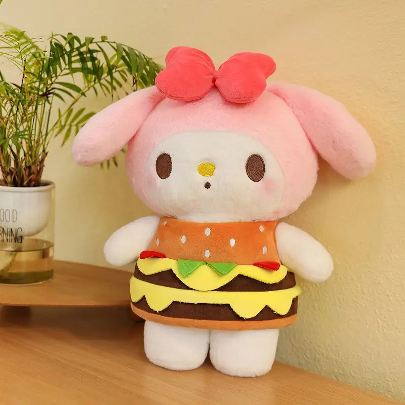 40-65cm Hello Kitty Pillow Hamburger Modeling Kt Cat Doll Holiday Gift Sofa Decoration